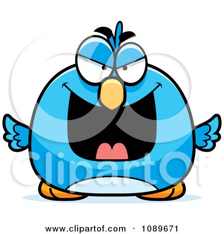 Clipart Pudgy Evil Blue Bird - Royalty Free Vector Illustration by Cory Thoman
