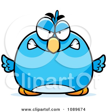 Clipart Pudgy Mad Blue Bird - Royalty Free Vector Illustration by Cory Thoman