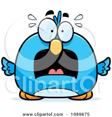 Clipart Pudgy Scared Blue Bird - Royalty Free Vector Illustration by Cory Thoman