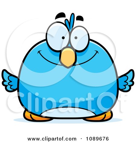Clipart Pudgy Smiling Blue Bird - Royalty Free Vector Illustration by Cory Thoman
