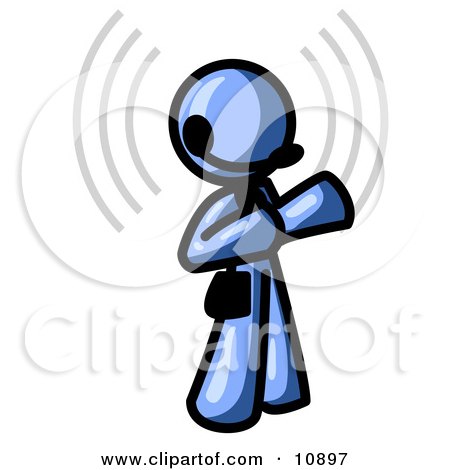 Blue Customer Service Representative Taking a Call With a Headset in a Call Center Clipart Illustration by Leo Blanchette