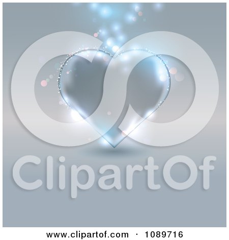 Clipart Silvery Glass Heart With Magic Lights - Royalty Free Vector Illustration by MilsiArt