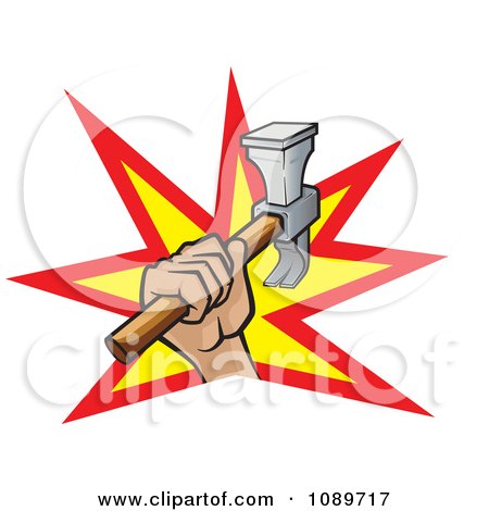 Clipart Hand Swinging A Hammer - Royalty Free Vector Illustration by Paulo Resende