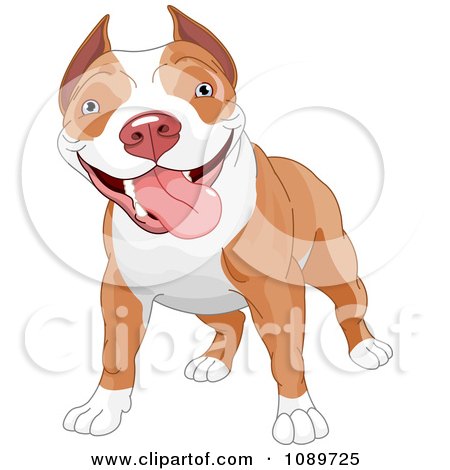 Clipart Cute Pit Bull Dog Standing - Royalty Free Vector Illustration by Pushkin