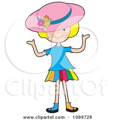 Clipart Blond Girl Wearing A Hat And Shrugging - Royalty Free Vector Illustration by Maria Bell
