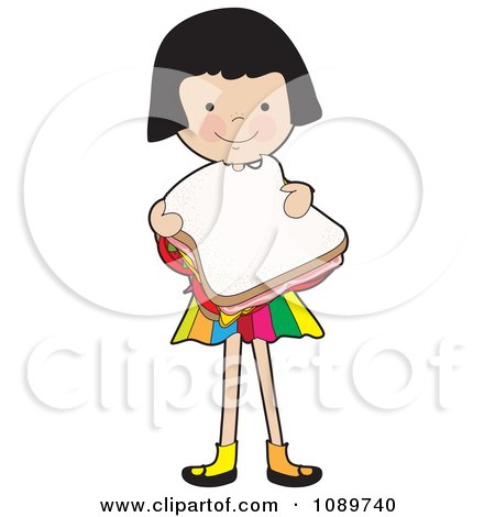 Clipart Girl Eating A Sandwich - Royalty Free Vector Illustration by Maria Bell