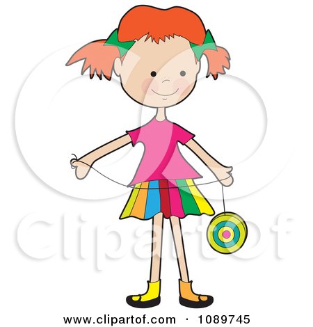Clipart Red Haired Girl Playing With A Yo Yo Royalty Free Vector Illustration By Maria Bell