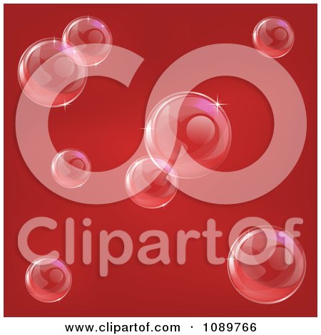 Clipart Red Background With Reflective Bubbles - Royalty Free Vector Illustration by AtStockIllustration