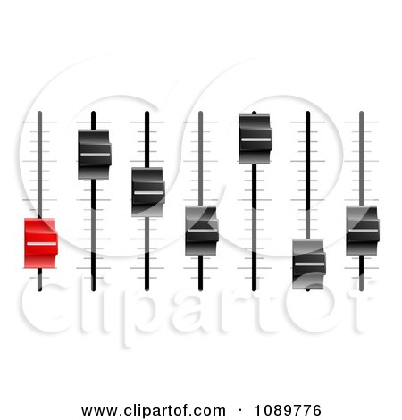Clipart 3d Red And Black Slider Or Fader Control Knobs - Royalty Free Vector Illustration by AtStockIllustration