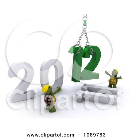 Clipart 3d Tortoises Replacing 2011 With New Year 2012 - Royalty Free CGI Illustration by KJ Pargeter