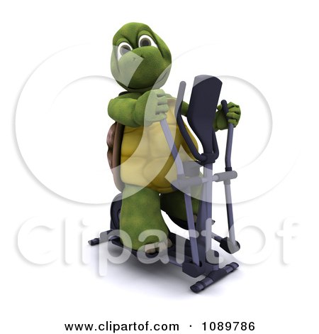 Clipart 3d Tortoise Exercising On A Crosstrainer - Royalty Free CGI Illustration by KJ Pargeter