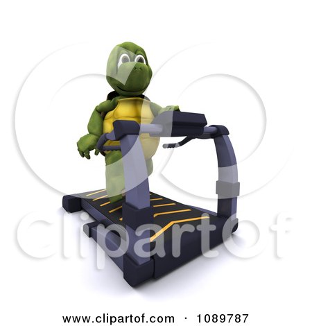 Clipart 3d Tortoise Exercising On A Treadmill - Royalty Free CGI Illustration by KJ Pargeter