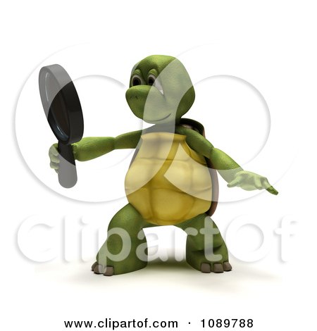 Clipart 3d Tortoise Looking Through A Magnifying Glass - Royalty Free CGI Illustration by KJ Pargeter