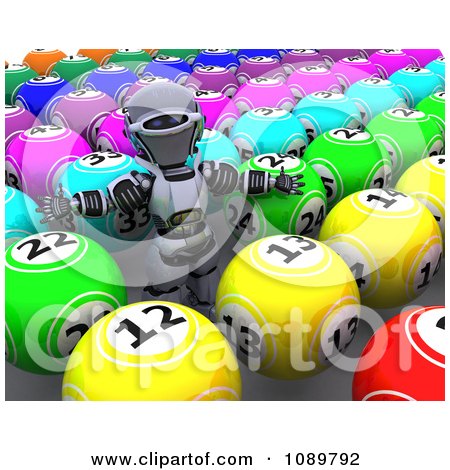 Clipart 3d Bingo Robot With Balls - Royalty Free CGI Illustration by KJ Pargeter