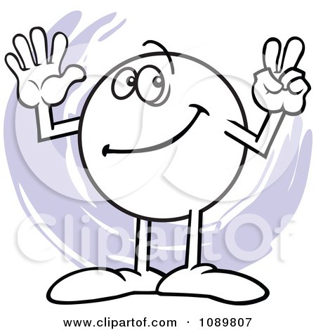 Clipart Moodie Character Counting Number 7 With His Fingers - Royalty Free Vector Illustration by Johnny Sajem