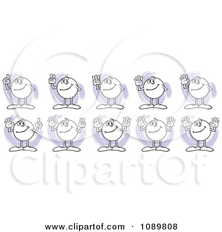 Clipart Moodie Characters Counting From One To Ten With Fingers - Royalty Free Vector Illustration by Johnny Sajem
