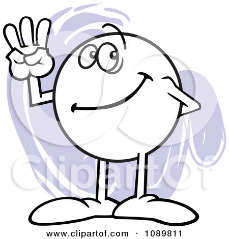 Clipart Moodie Character Counting Number 3 With His Fingers - Royalty Free Vector Illustration by Johnny Sajem