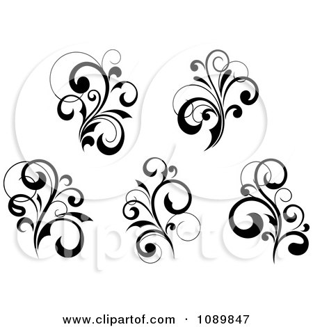 Clipart Black And White Flourish Motif Design Elements 4 - Royalty Free Vector Illustration by Vector Tradition SM