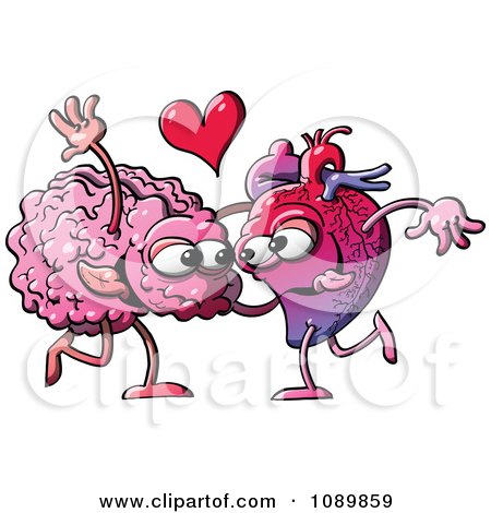 Clipart Human Heart Dancing With A Brain - Royalty Free Vector Illustration by Zooco