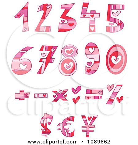 Clipart Pink And Red Heart Valentine Number And Math Design Elements - Royalty Free Vector Illustration by yayayoyo