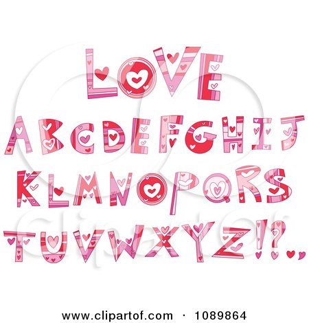 Clipart Pink And Red Heart Valentine Letter Design Elements - Royalty Free Vector Illustration by yayayoyo