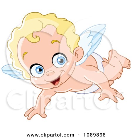 Clipart Blond Baby Fairy Angel Or Cupid Flying - Royalty Free Vector Illustration by yayayoyo