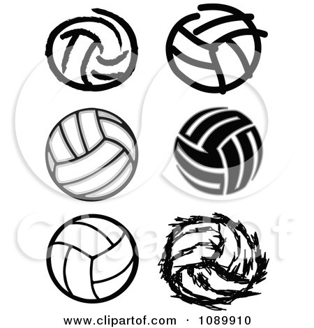 Clipart Black And White Volleyball Icons - Royalty Free Vector Illustration by Chromaco