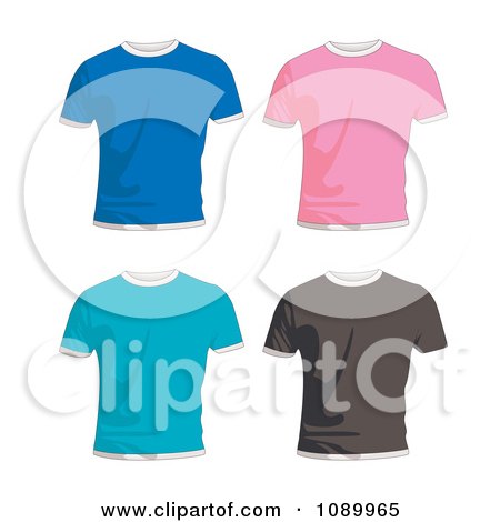Clipart Blue Pink Turquoise And Black Mens T Shirts - Royalty Free Vector Illustration by michaeltravers