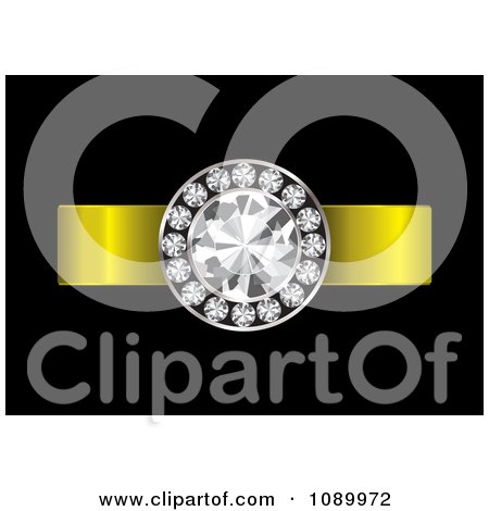 Clipart 3d Diamond Engagement Ring With A Gold Band - Royalty Free Vector Illustration by michaeltravers