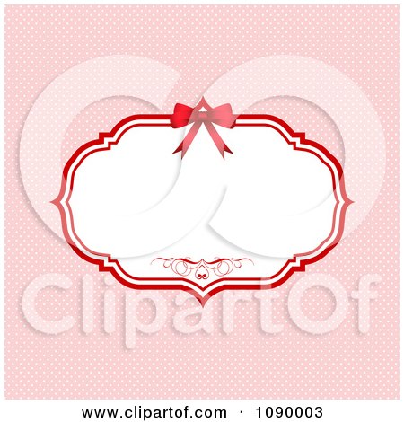 Clipart Red Valentines Day Bow And Ribbon Frame With Copyspace On Pink Polka Dots - Royalty Free Vector Illustration by KJ Pargeter