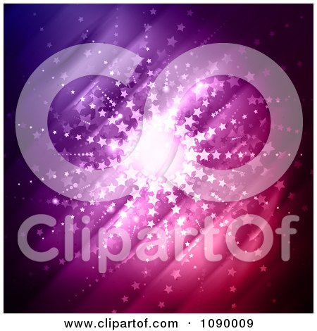 Clipart Star Burst Over Gradient Purple And Pink Lines - Royalty Free Vector Illustration by KJ Pargeter