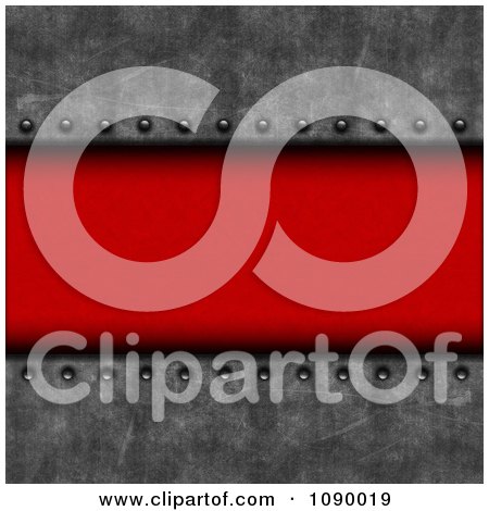 Clipart 3d Riveted Metal And Red Leather With Copyspace - Royalty Free Illustration by KJ Pargeter