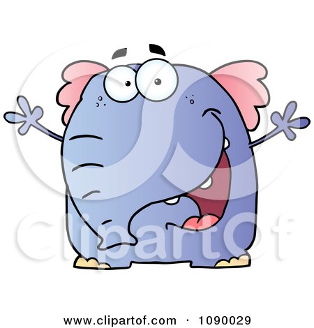 Clipart Excited Purple Elephant - Royalty Free Vector Illustration by Hit Toon