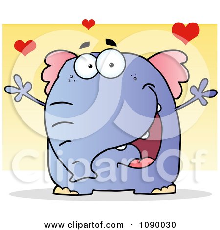 Clipart  Loving Purple Elephant Wanting A Hug - Royalty Free Vector Illustration by Hit Toon