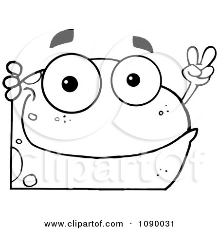 Clipart Outlined Peace Frog Looking Around A Corner - Royalty Free Vector Illustration by Hit Toon