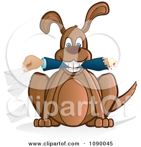 Clipart Dog Holding A Mail Mans Arm - Royalty Free Vector Illustration by Paulo Resende