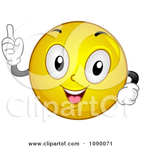 Clipart Smiley Emoticon Holding Up 1 Finger - Royalty Free Vector Illustration by BNP Design Studio