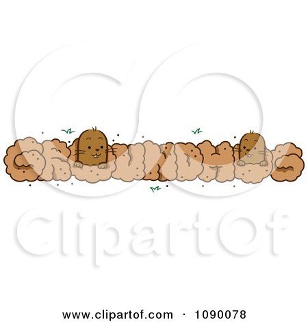 Clipart Two Woodchucks Digging Holes Reading GROUNDHOG - Royalty Free Vector Illustration by BNP Design Studio