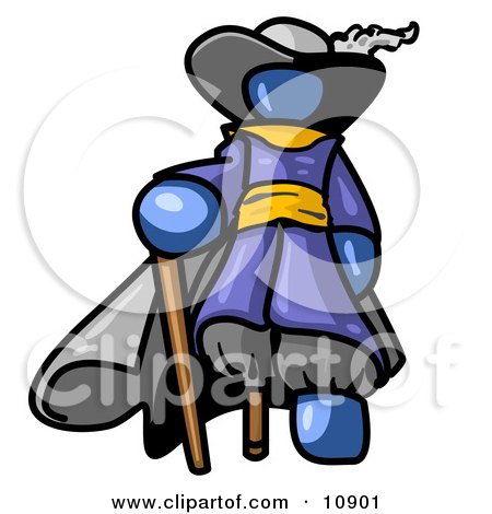Blue Male Pirate With a Cane and a Peg Leg Clipart Illustration by Leo Blanchette