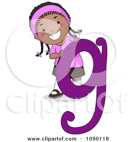 Clipart Letter G Black Girl Child - Royalty Free Vector Illustration by BNP Design Studio