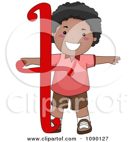 Clipart Letter T Black Boy Child - Royalty Free Vector Illustration by BNP Design Studio
