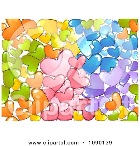 Clipart Seamless Background Of Colorful Doodled Hearts - Royalty Free Vector Illustration by BNP Design Studio