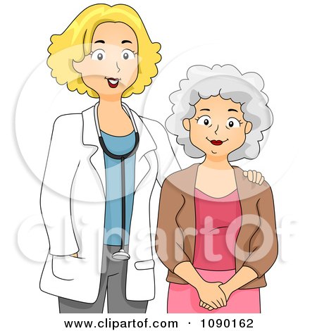 Clipart Friendly Female Geriatric Doctor With A Senior Woman - Royalty Free Vector Illustration by BNP Design Studio