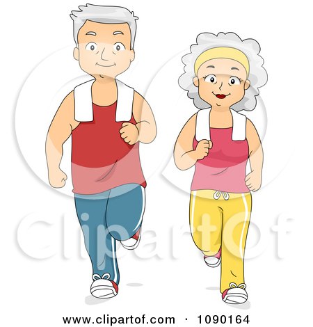 Clipart Fit Senior Couple Jogging Together - Royalty Free Vector Illustration by BNP Design Studio