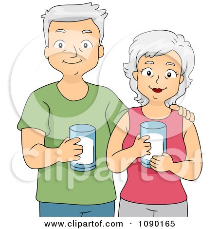 Clipart Senior Couple Drinking Milk - Royalty Free Vector Illustration by BNP Design Studio