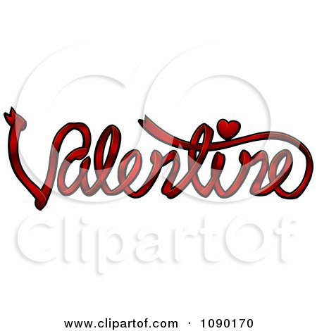 Clipart Dark Red Ribbon Spelling VALENTINE - Royalty Free Vector Illustration by BNP Design Studio