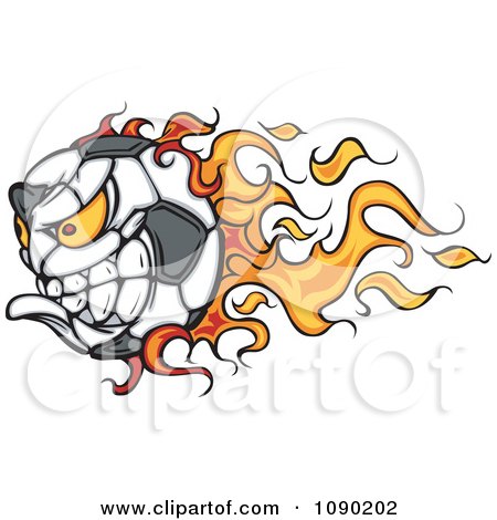 Clipart Flaming Soccer Ball Character - Royalty Free Vector Illustration by Chromaco