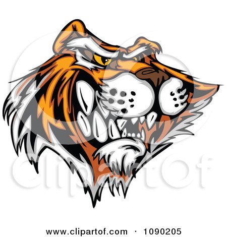 Clipart Bad Tiger Mascot With Sharp Teeth - Royalty Free Vector Illustration by Chromaco