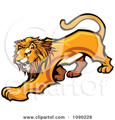 Clipart Male Lion Mascot Prowling - Royalty Free Vector Illustration by Chromaco