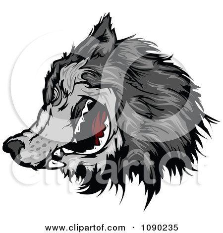 Clipart Gray Wolf Head Mascot - Royalty Free Vector Illustration by Chromaco